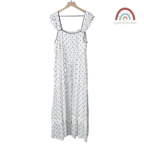 New! B.O.G Collective Band of Gypsies Touch the Sky Dot Woven Maxi Tiered Dress - Picture 3 of 12
